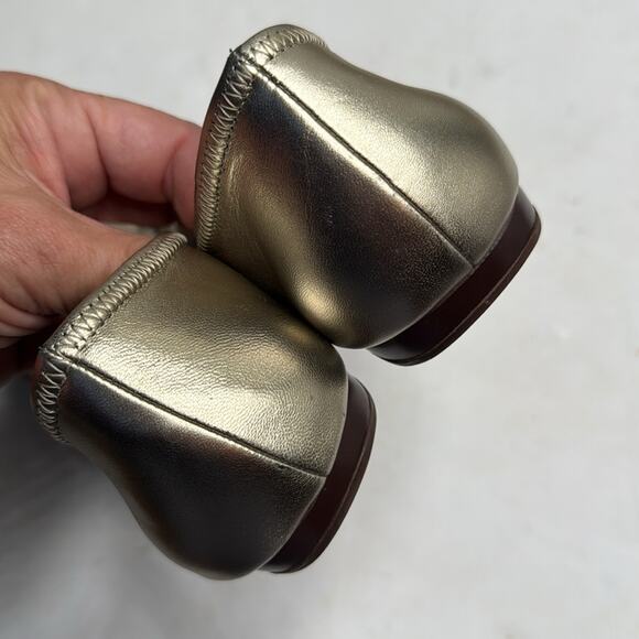Cole Haan NikeAir Ballet Buckle Gold & Cocoa Brown Flats Slip On S-379 Sz 9 - Picture 3 of 9
